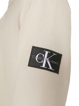 Sweat Calvin Klein Badge Crew Beige Homme