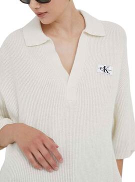 Robe Collier Calvin Klein Label Beige pour Femme