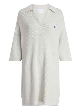 Robe Collier Calvin Klein Label Beige pour Femme