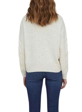 Pull Only Leise Zip Blanc pour Femme