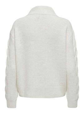 Pull Only Leise Zip Blanc pour Femme