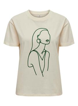 T-Shirt Only Cille Beige pour Femme