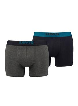 Pack 2 Slip Levis Solid Boxer Gris Homme