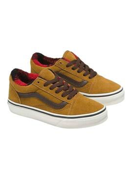 Chaussures Vans Old Skool marron pour garçon et fille.