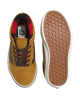 Chaussures Vans Old Skool marron pour garçon et fille.