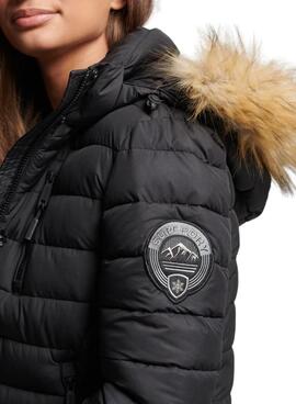 Veste Superdry Fuji Hooded Longligne Noire Femme