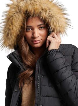 Veste Superdry Fuji Hooded Longligne Noire Femme