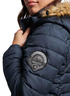 Veste Superdry Fuji Hooded Moyen Bleu Marine Femme