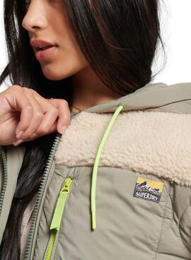Veste Superdry Sherpa Quilted Vert Femme