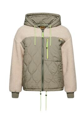 Veste Superdry Sherpa Quilted Vert Femme