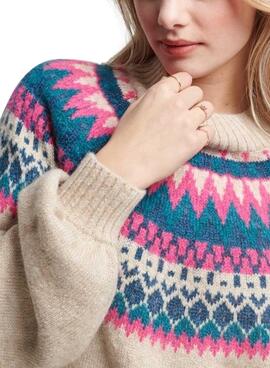Pull Superdry Slouchy Beige pour Femme