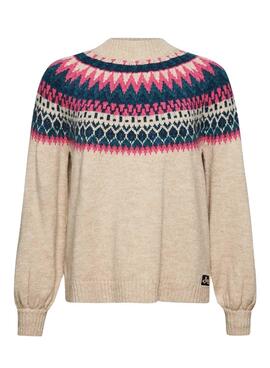Pull Superdry Slouchy Beige pour Femme