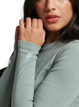 T-Shirt Superdry Rib Slim Vert pour Femme