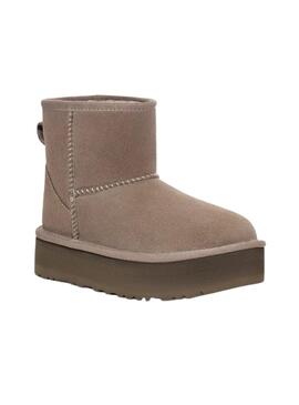 Bootss UGG Classic Mini Platform Fumée Brun Fille