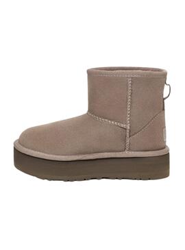 Bootss UGG Classic Mini Platform Fumée Brun Fille