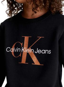 Sweat Calvin Klein Bronze Monogram Noire Fille