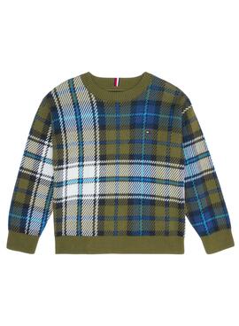 Pull Tommy Hilfiger Tartan Vert pour Garçon