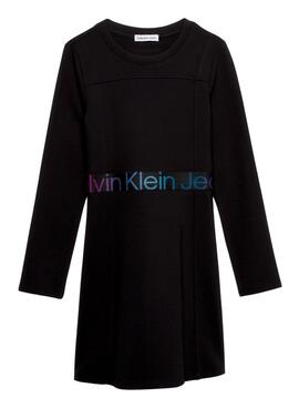 Robe Calvin Klein Knitted Tape Noire Fille