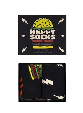 Pack 2 Happy Socks Cadeau Burger pour Homme et Femme