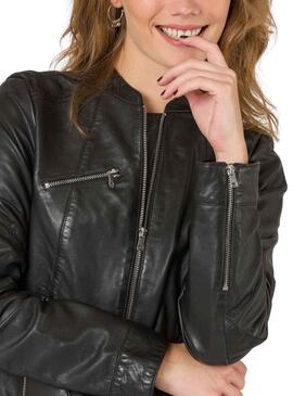 Veste Naf Naf Cuir Noire pour Femme