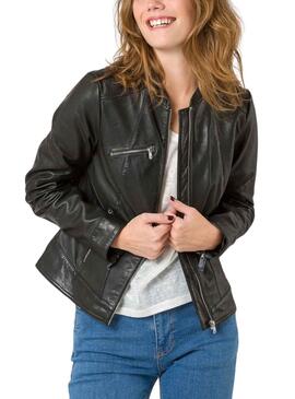 Veste Naf Naf Cuir Noire pour Femme