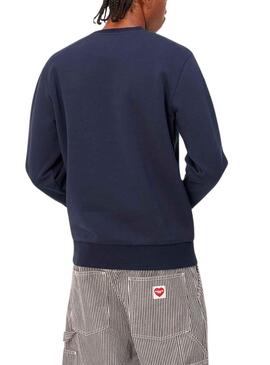 Sweat Carhartt Script Broderie Bleu Marine Homme