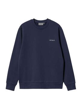 Sweat Carhartt Script Broderie Bleu Marine Homme