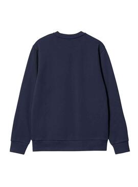 Sweat Carhartt Script Broderie Bleu Marine Homme
