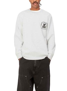 Sweat Timbre Carhartt State Blanc pour Homme