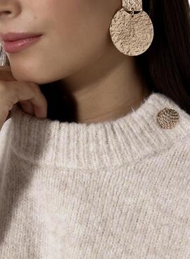 Pull Naf Naf Boutons dorés Beige pour Femme