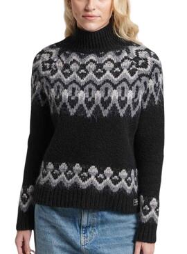 Pull Superdry Vintage Slouchy Noire Jacquard