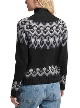 Pull Superdry Vintage Slouchy Noire Jacquard