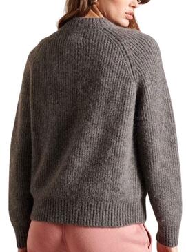 Pull Superdry Alpaca Blend Gris pour Femme