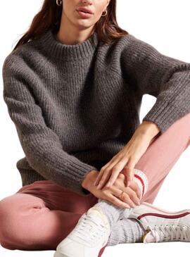 Pull Superdry Alpaca Blend Gris pour Femme
