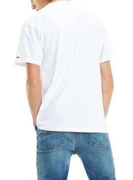 T-Shirt Tommy Jeans Logo Print Blanc Homme
