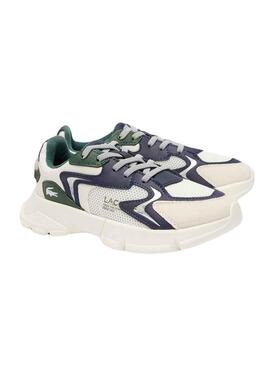 Baskets Lacoste L003 Blanc et Bleu Marine Kids