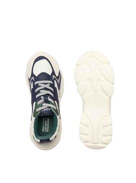 Baskets Lacoste L003 Blanc et Bleu Marine Kids