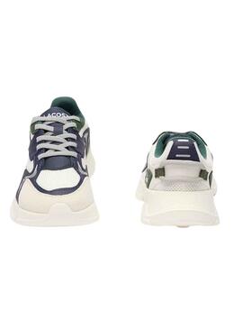 Baskets Lacoste L003 Blanc et Bleu Marine Kids