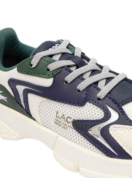 Baskets Lacoste L003 Blanc et Bleu Marine Kids