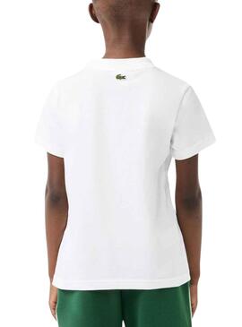 T-Shirt Lacoste De Knitted Printed Blanc Garçon