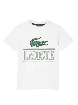T-Shirt Lacoste De Knitted Printed Blanc Garçon