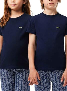 T-Shirt Lacoste De Knitted Bleu Marine pour Garçon Fille