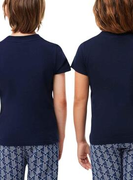 T-Shirt Lacoste De Knitted Bleu Marine pour Garçon Fille