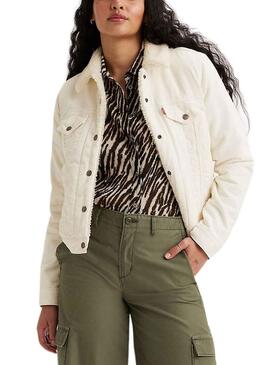 Veste Denim Levis Original Sherpa Beige Femme