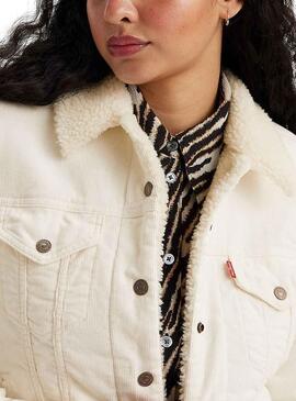 Veste Denim Levis Original Sherpa Beige Femme