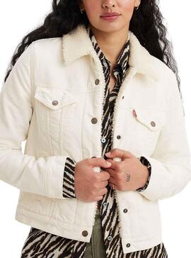 Veste Denim Levis Original Sherpa Beige Femme