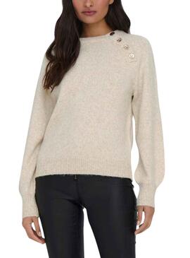 Pull Only Emma Boutons Beige pour Femme