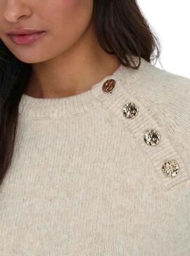 Pull Only Emma Boutons Beige pour Femme
