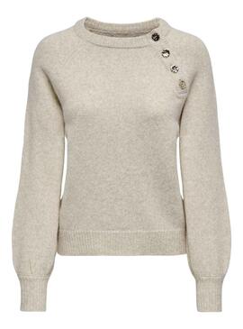 Pull Only Emma Boutons Beige pour Femme