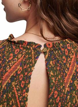 Robe Superdry Printed Maxi Smocké Marron Femme